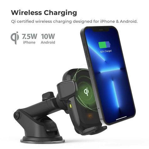 iOttie AutoSense Wireless Dash & Windshield Mount with 10W Qi Wireless Charging Mount - Negro