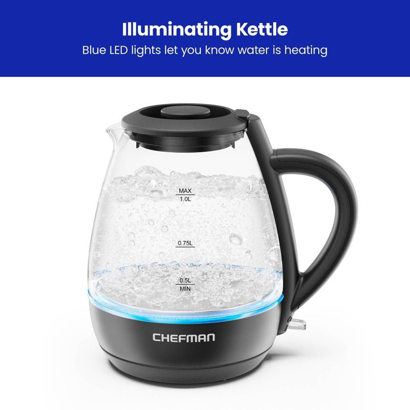 Hervidor de cocción rápida Chefman de 1 L con apagado automático - Negro