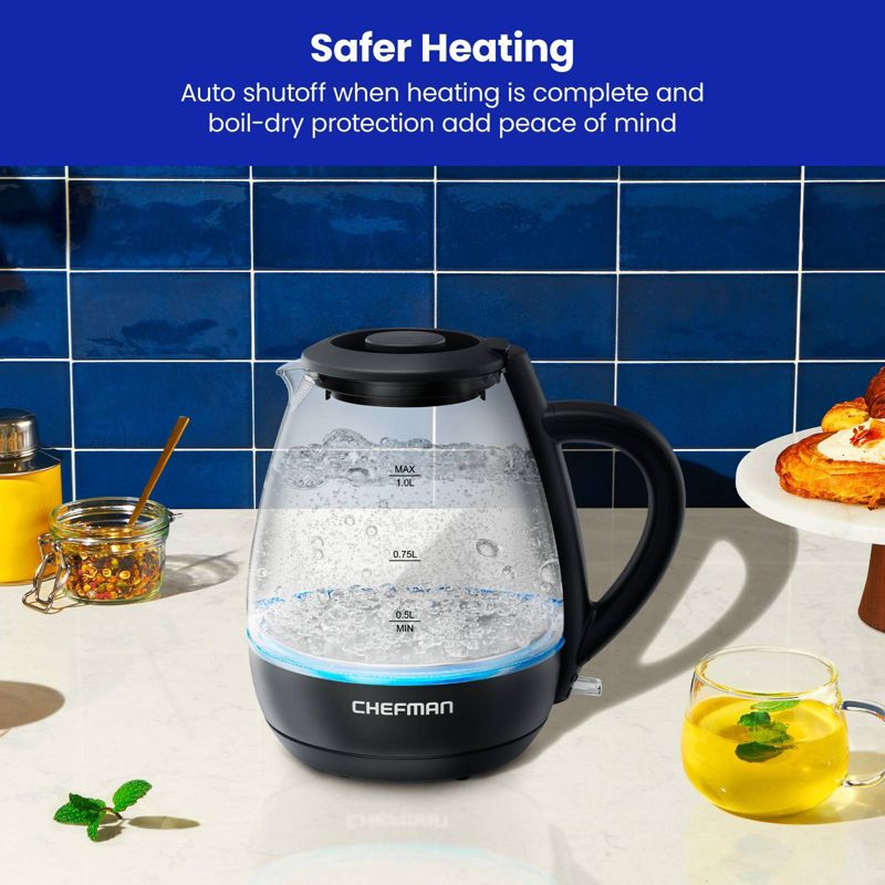 Hervidor de cocción rápida Chefman de 1 L con apagado automático - Negro