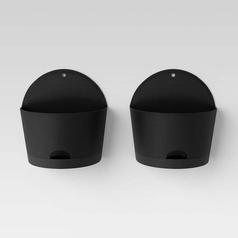 2 piezas de macetas de pared de riego automático de medio círculo para exteriores de 8"x4.75" - Room Essentials™