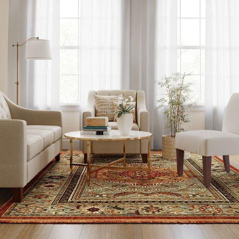 Alfombra - Floral Woven Rug Rust/Green - Threshold™