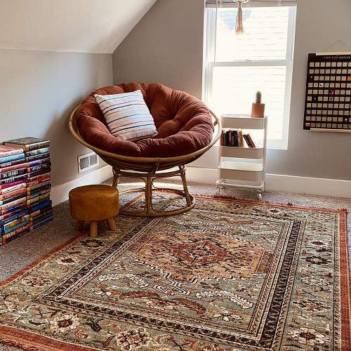 Alfombra - Floral Woven Rug Rust/Green - Threshold™