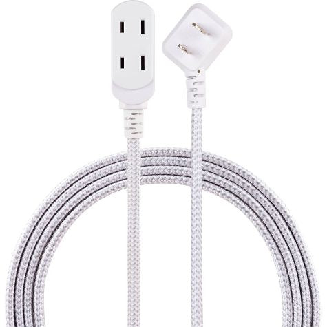 Cable de extensión polarizado Cordinate 8' 3 Outlet Gris/Blanco