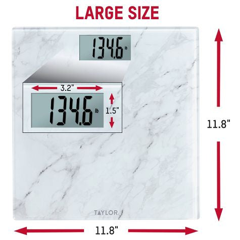 Escala digital de vidrio con diseño de mármol blanco - Taylor
