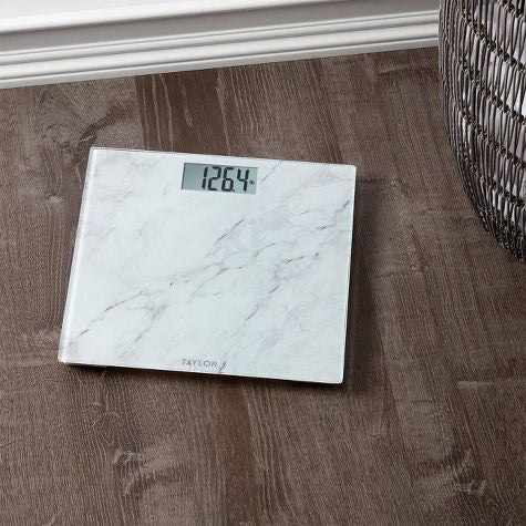 Escala digital de vidrio con diseño de mármol blanco - Taylor