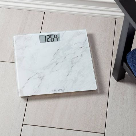 Escala digital de vidrio con diseño de mármol blanco - Taylor
