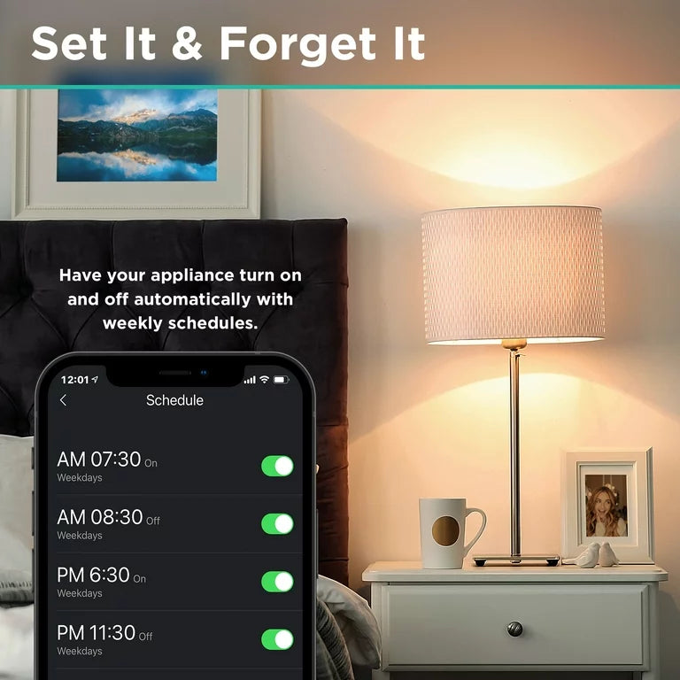 iHome Smart Plug funciona con Alexa y Google Home, control de aplicaciones, 10 amperios - (paquete de 2 dispositivos ) Blanco
