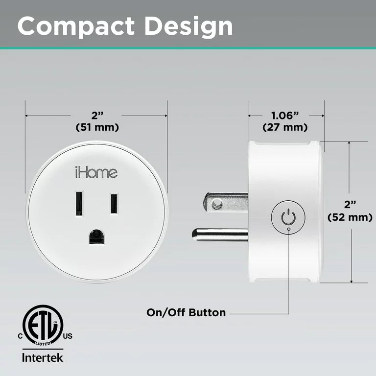 iHome Smart Plug funciona con Alexa y Google Home, control de aplicaciones, 10 amperios - (paquete individual) Blanco