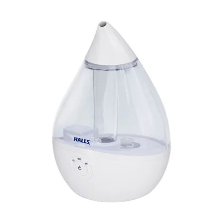 Humidificador de gotas Grúa + HALLS, 0,5 GALONES, transparente/blanco
