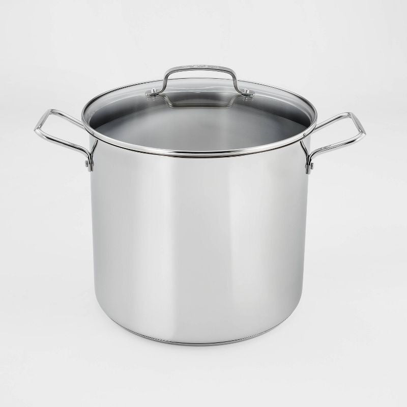 Olla de acero inoxidable Cuisinart de 16 qt con cubierta de plata