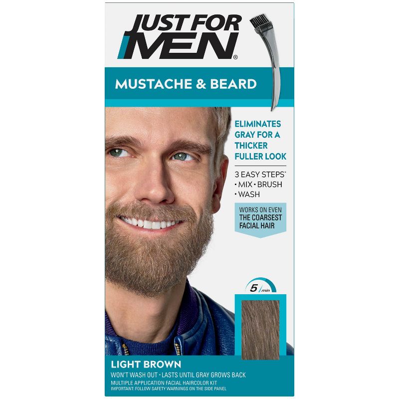 Solo para hombres, bigote y barba, coloración de barba para canas con cepillo incluido- Color
Marrón claro M-25