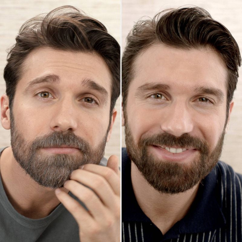 Solo para hombres, bigote y barba, coloración de barba para canas con cepillo incluido- Color
Marrón claro M-25