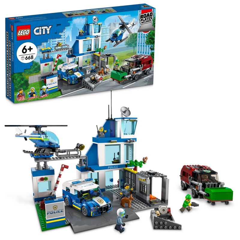 Juego de juguetes y helicópteros para camiones de la estación de policía de LEGO City 60316