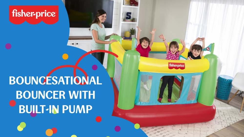 Fisher Price 69'' x 68'' x 53'' Bouncesational Indoor Bouncer con bomba incorporada