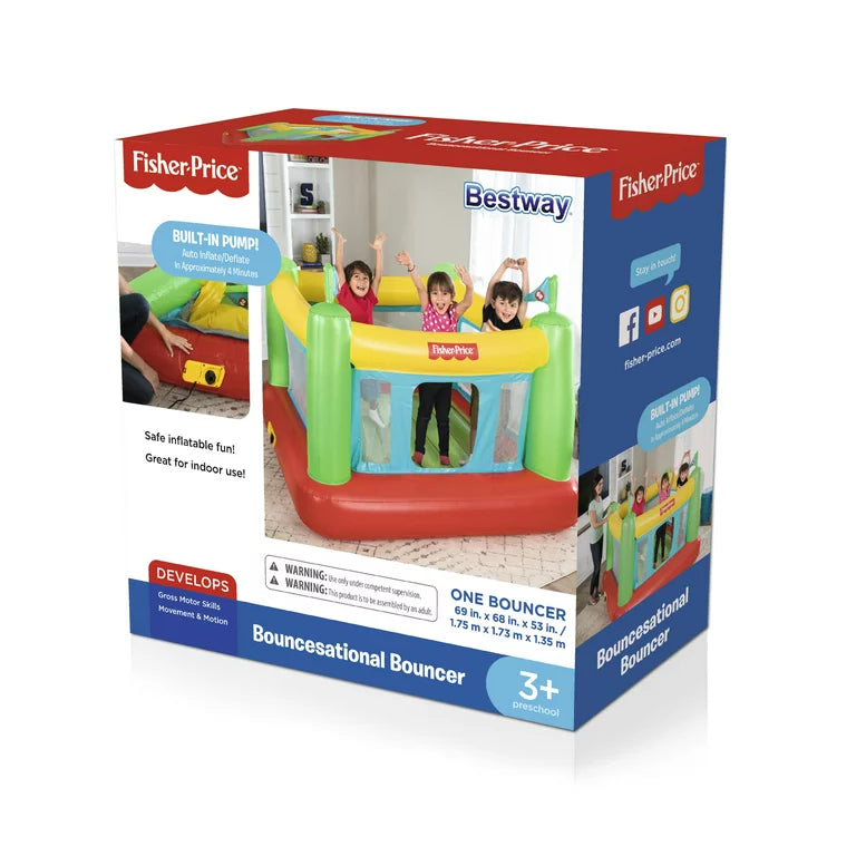 Fisher Price 69'' x 68'' x 53'' Bouncesational Indoor Bouncer con bomba incorporada