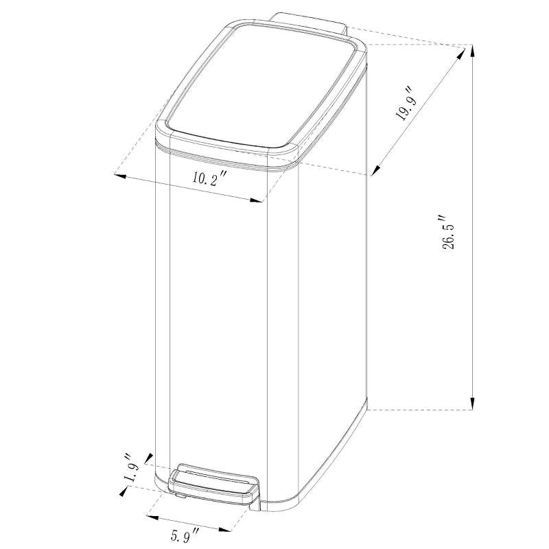 Cubo de basura de 45L Slim Step - Brightroom™