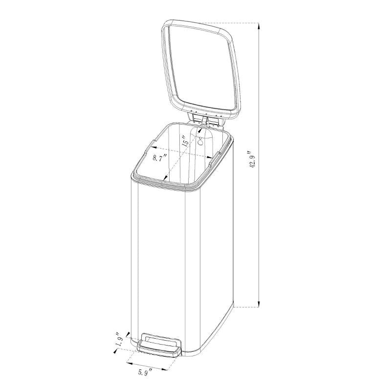Cubo de basura de 45L Slim Step - Brightroom™