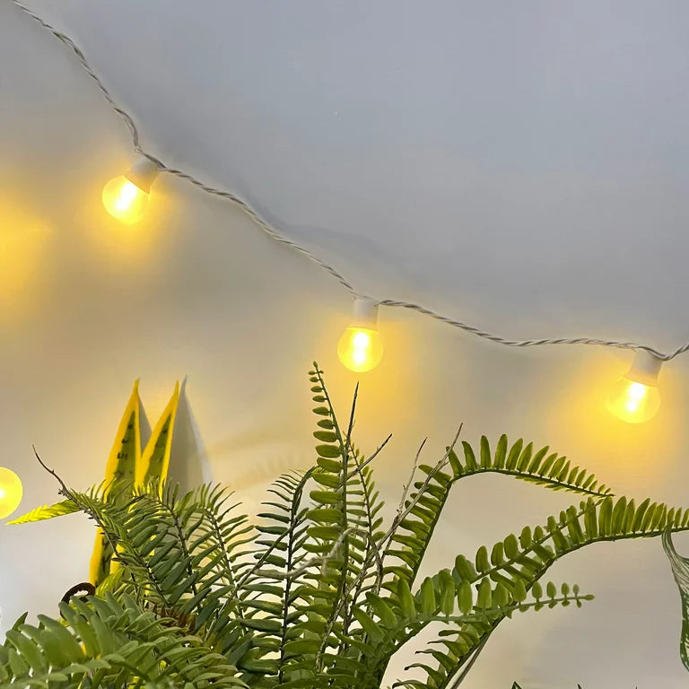 Luces de cadena para exteriores de globo esmerilado de plástico de 20 unidades