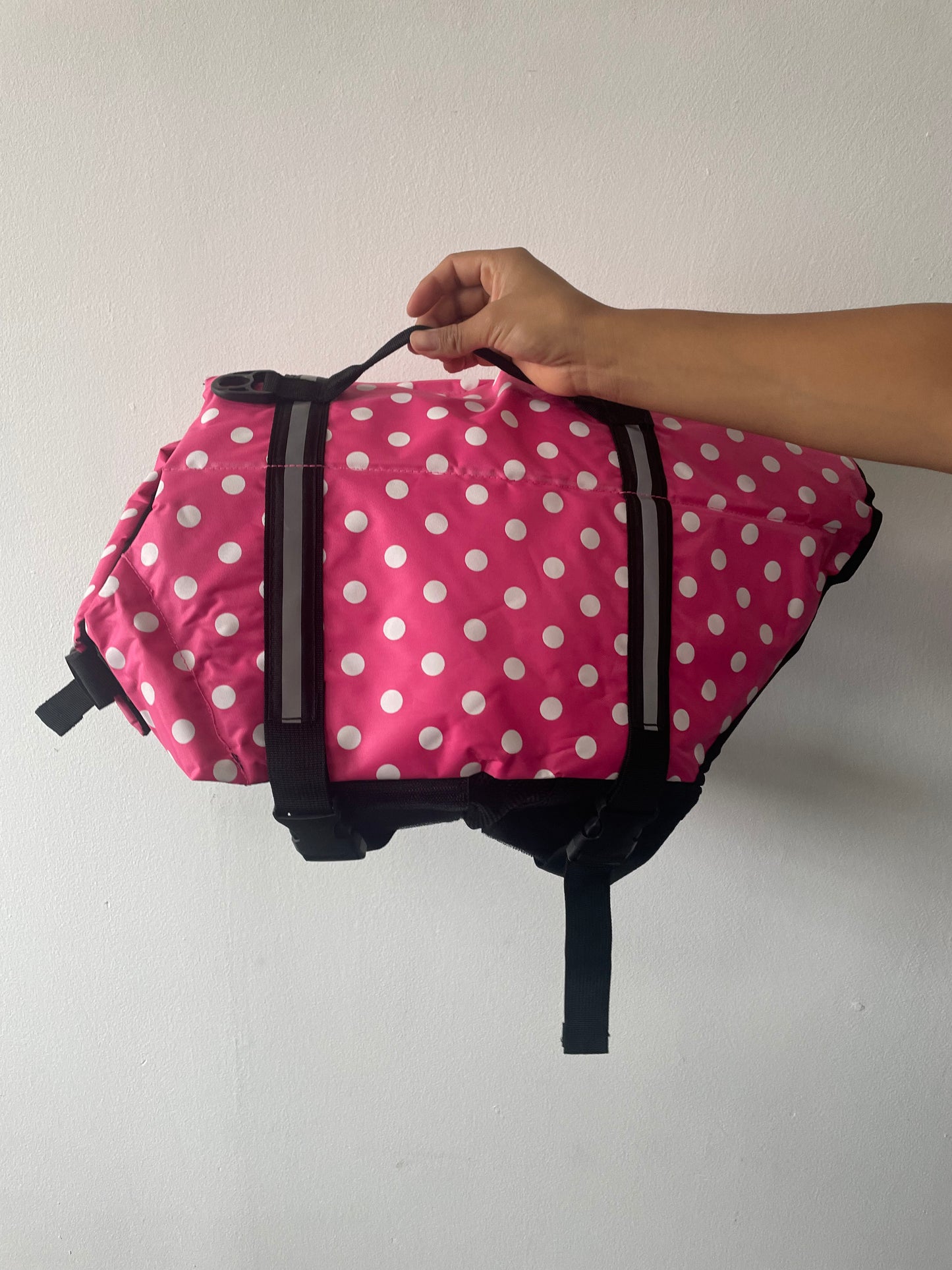 Chaleco salvavidas para perros Dogcheer, chaleco salvavidas para perros Ripstop con rayas reflectantes, chaleco salvavidas ajustable para cachorros para nadar con alta flotabilidad, chaleco de natación para perros(Pink dot-XL).