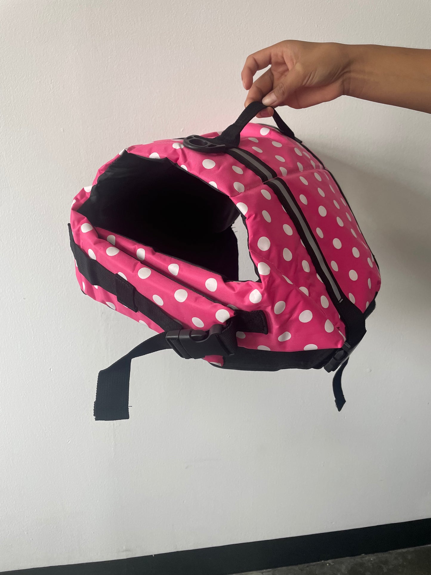 Chaleco salvavidas para perros Dogcheer, chaleco salvavidas para perros Ripstop con rayas reflectantes, chaleco salvavidas ajustable para cachorros para nadar con alta flotabilidad, chaleco de natación para perros(Pink dot-XL).