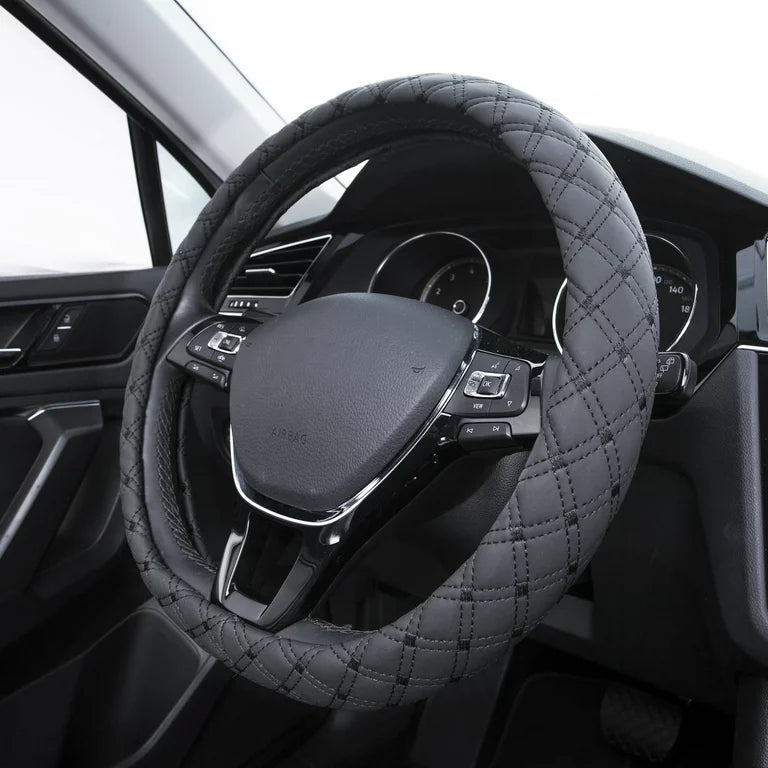 Cubierta del volante del coche Auto Drive 1PC Diamond Quilt Black - Ajuste universal