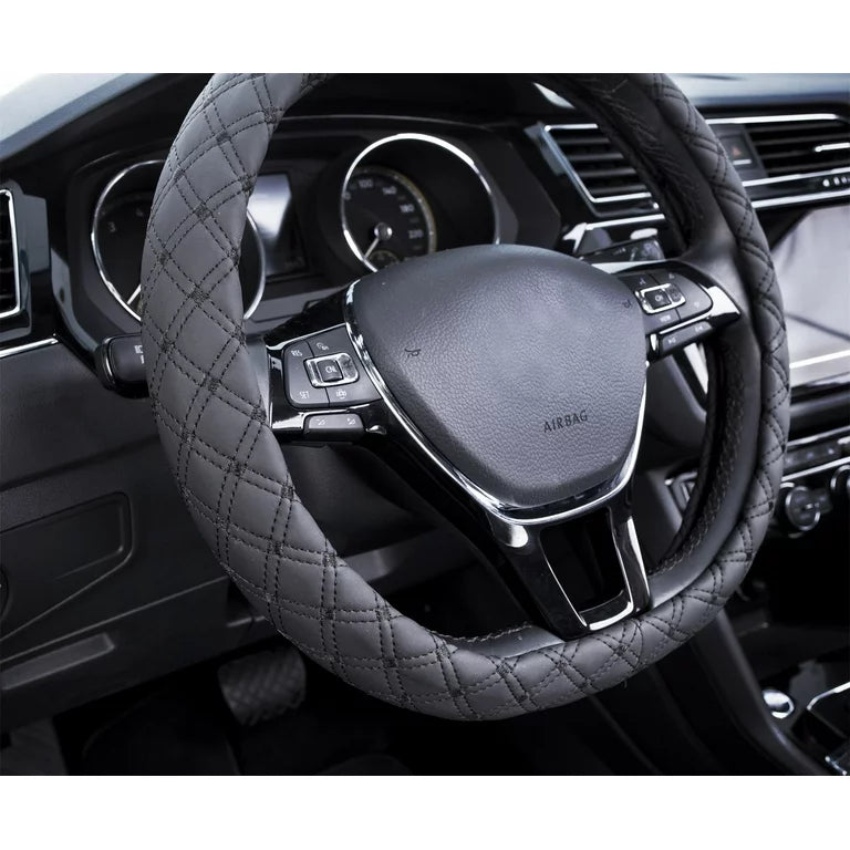Cubierta del volante del coche Auto Drive 1PC Diamond Quilt Black - Ajuste universal