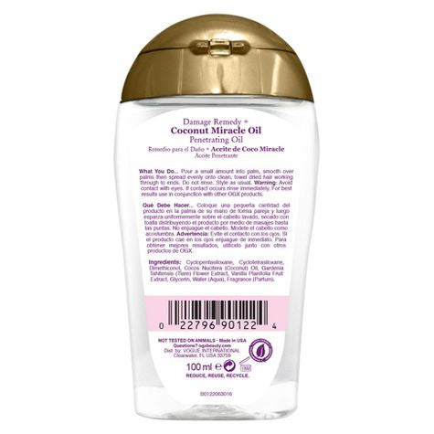 Remedio para daños de fuerza extra OGX + aceite de coco milagroso aceite penetrante - 3,3 fl oz