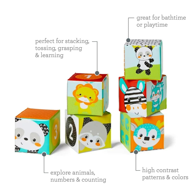 Bloques de baño Infantino Colors & Numbers para bebés y niños pequeños, juego de 6 piezas