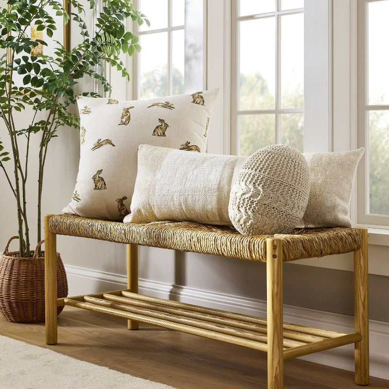 Almohada lumbar tejida de gran tamaño crema/neutral - Threshold™ diseñada con Studio McGee