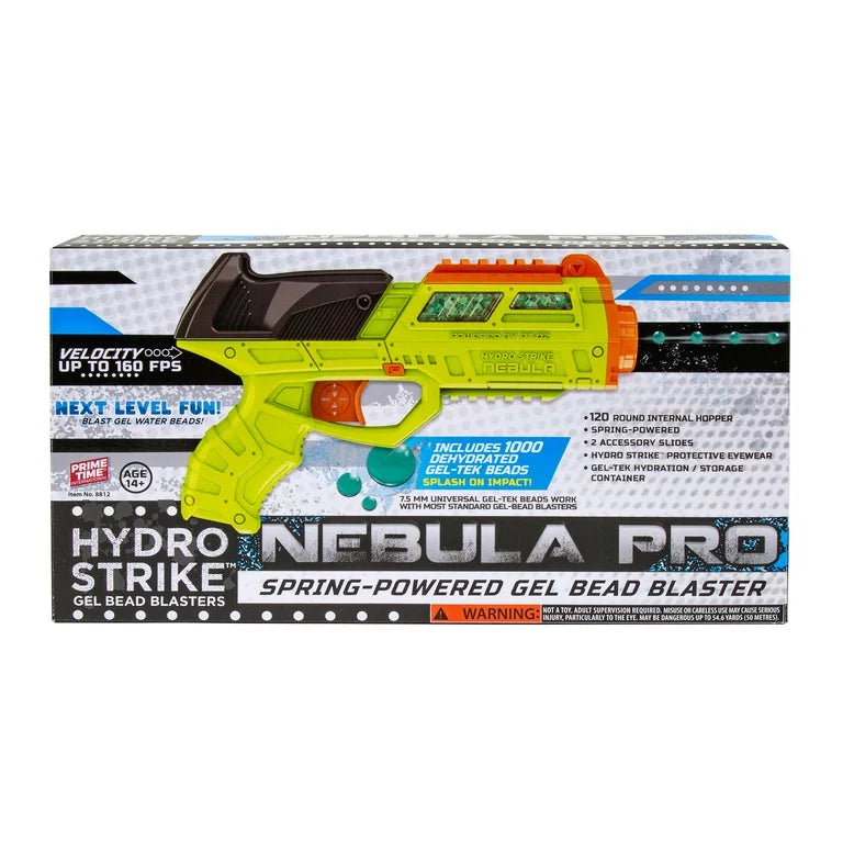 Hydro Strike Nebula Pro Manual Gel Blaster con 1000 cuentas de agua.