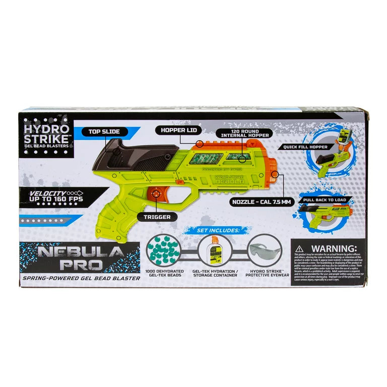 Hydro Strike Nebula Pro Manual Gel Blaster con 1000 cuentas de agua.