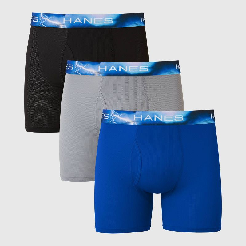 Hanes Premium Men's Performance Ultralight Boxer Briefs 3pk - Blue/Teal/Gray- talla XL