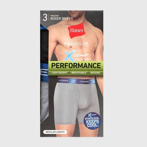 Hanes Premium Men's Performance Ultralight Boxer Briefs 3pk - Blue/Teal/Gray- talla XL