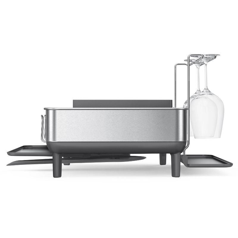 Simplehuman Estante para platos con marco de acero inoxidable grande gris