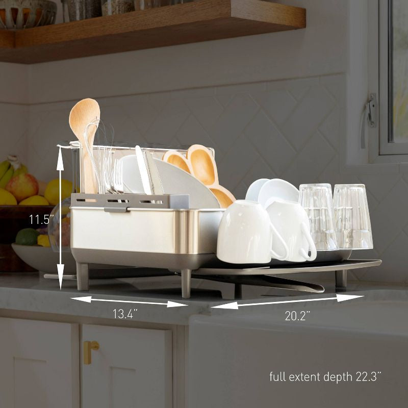 Simplehuman Estante para platos con marco de acero inoxidable grande gris