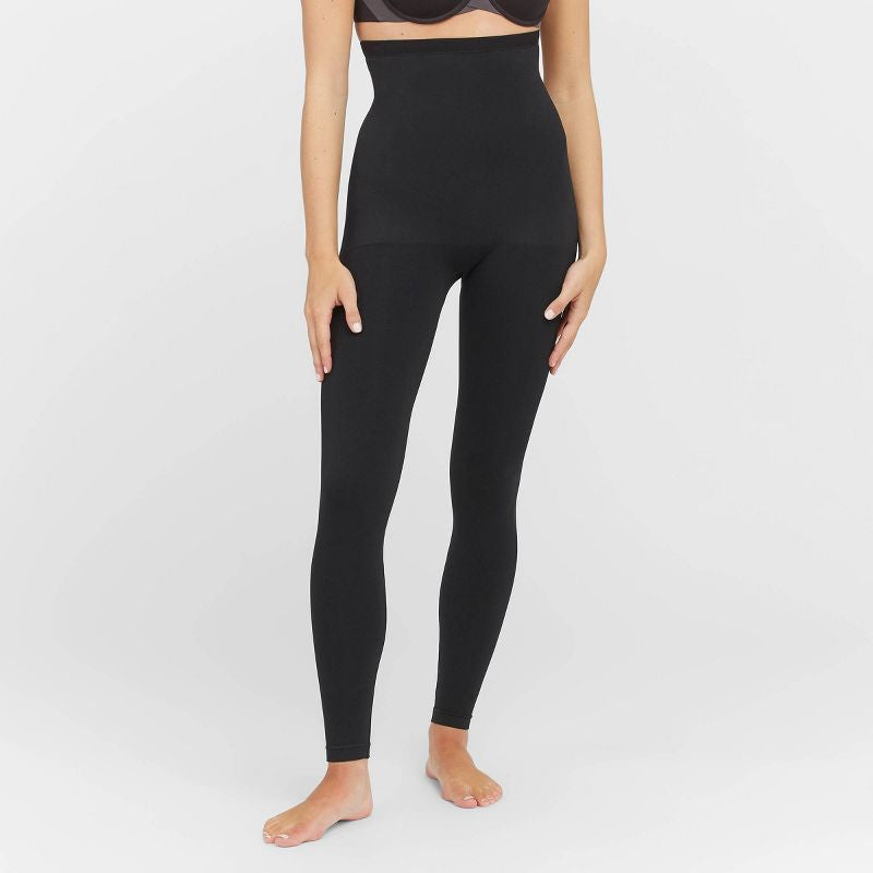 Leggings sin costuras de cintura alta para mujer ASSETS by SPANX - Negro- Talla M