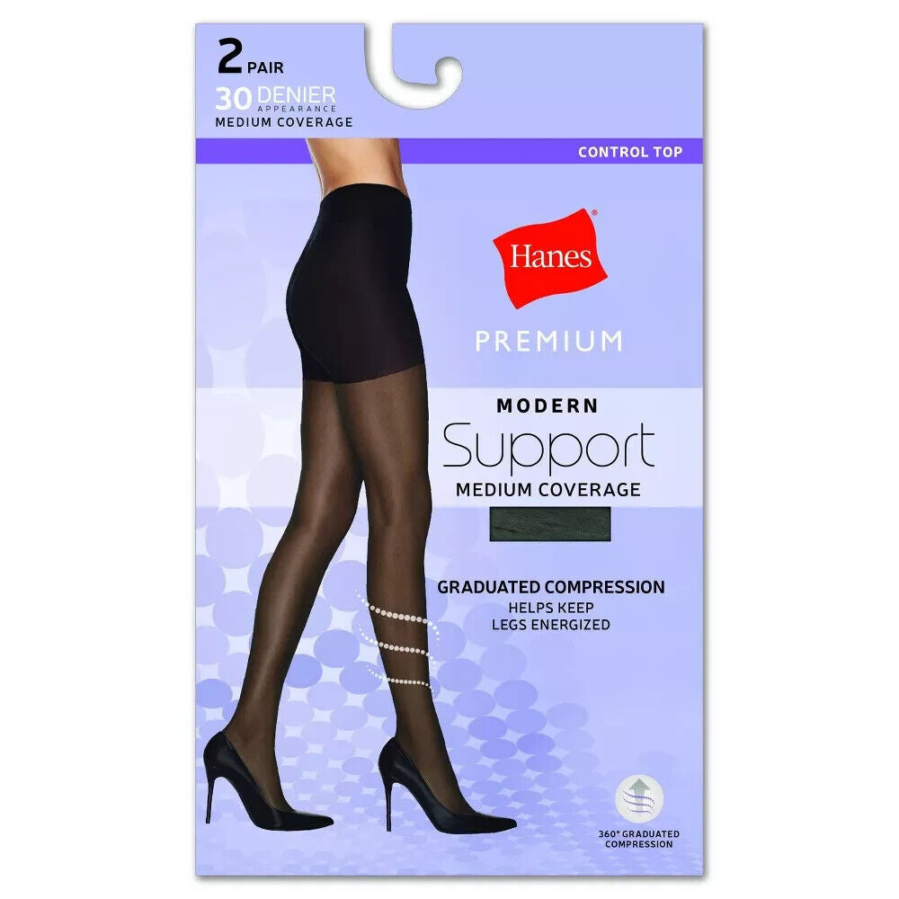 Medias de compresión graduadas Hanes para mujer 2pk soporte moderno negras talla XXL