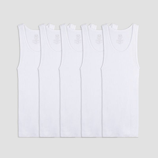 Camiseta sin mangas de 5 piezas de Fruit of the Loom para niños - Blanco- Talla M (10-12)