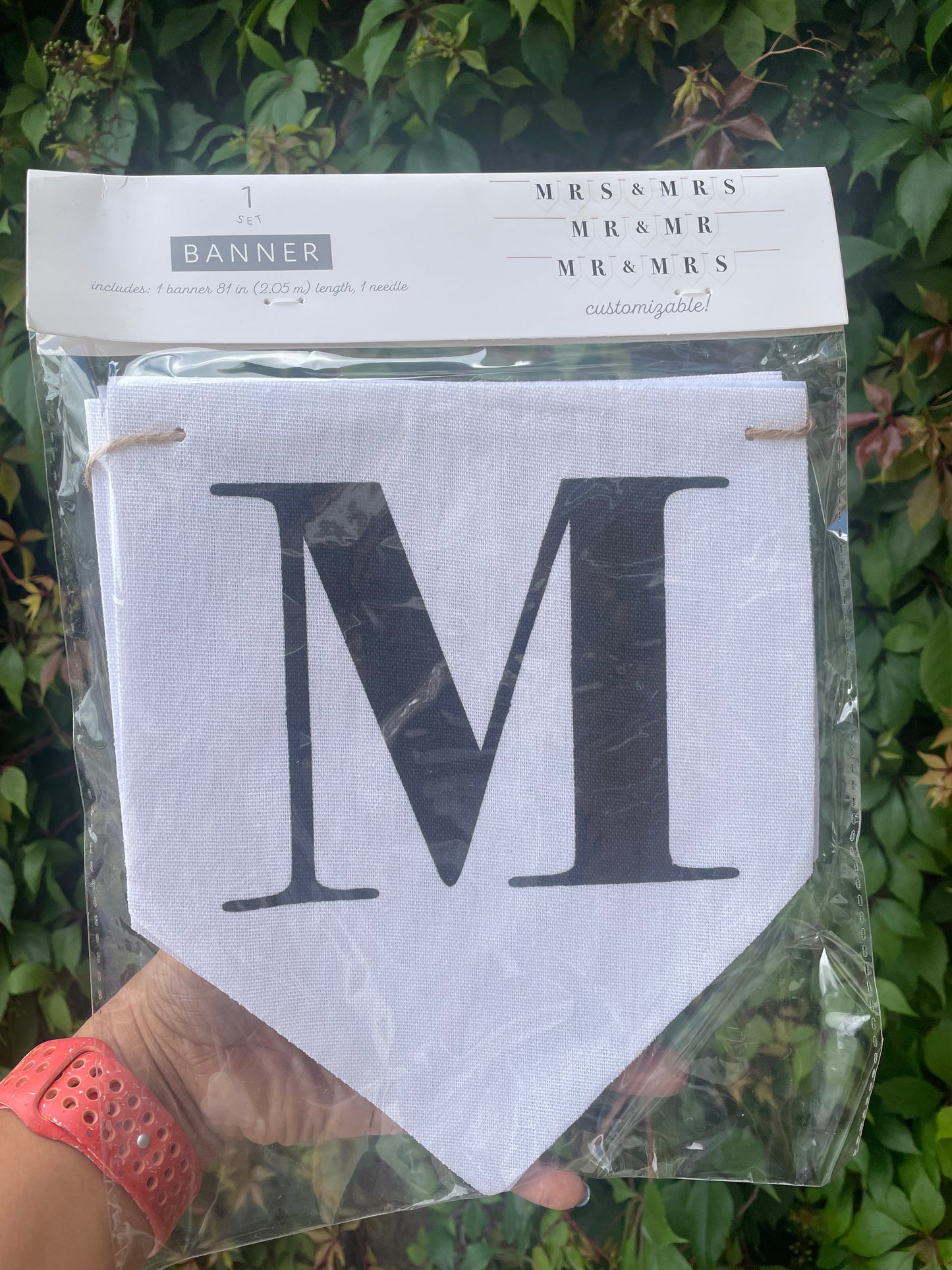 Banner de boda MRS & MRS, MR & MR, MR & MRS tela de arpillera blanca cordel 81"