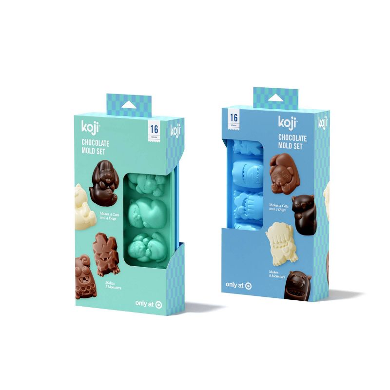 Koji set/2 Chocolate Cat Dog and Monster Mold - moldes para chocolates
