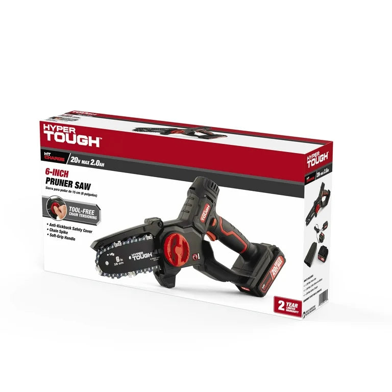 Mini motosierra Hyper Tough de 20 voltios y 6 pulgadas con batería y cargador