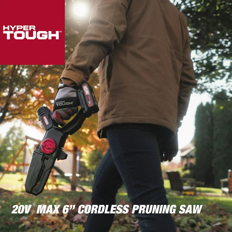 Mini motosierra Hyper Tough de 20 voltios y 6 pulgadas con batería y cargador