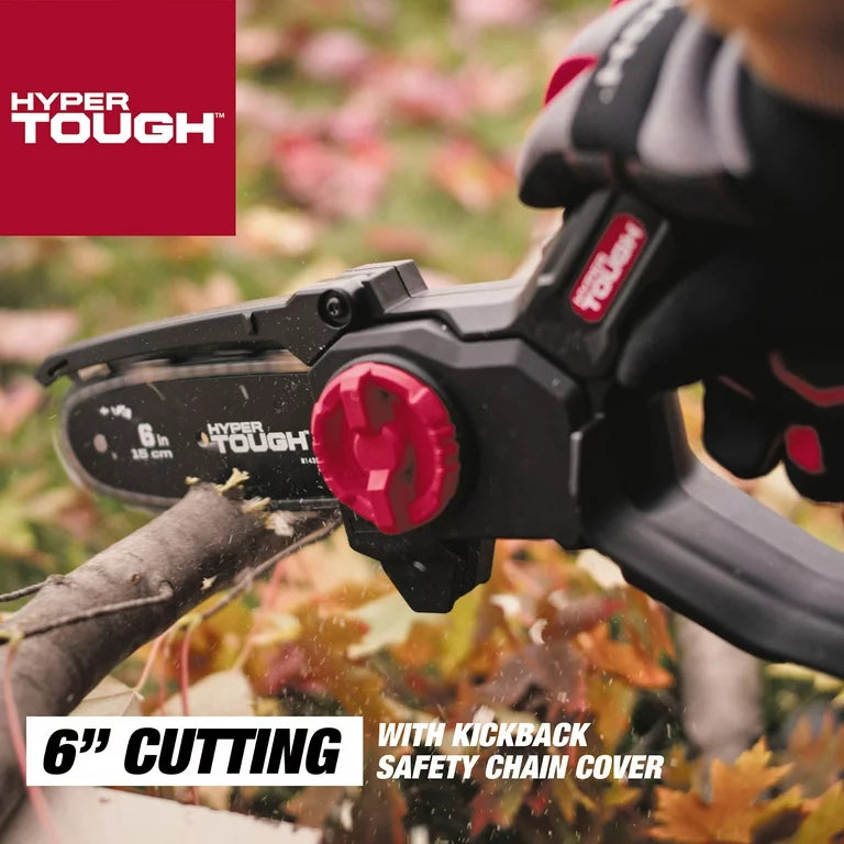 Mini motosierra Hyper Tough de 20 voltios y 6 pulgadas con batería y cargador