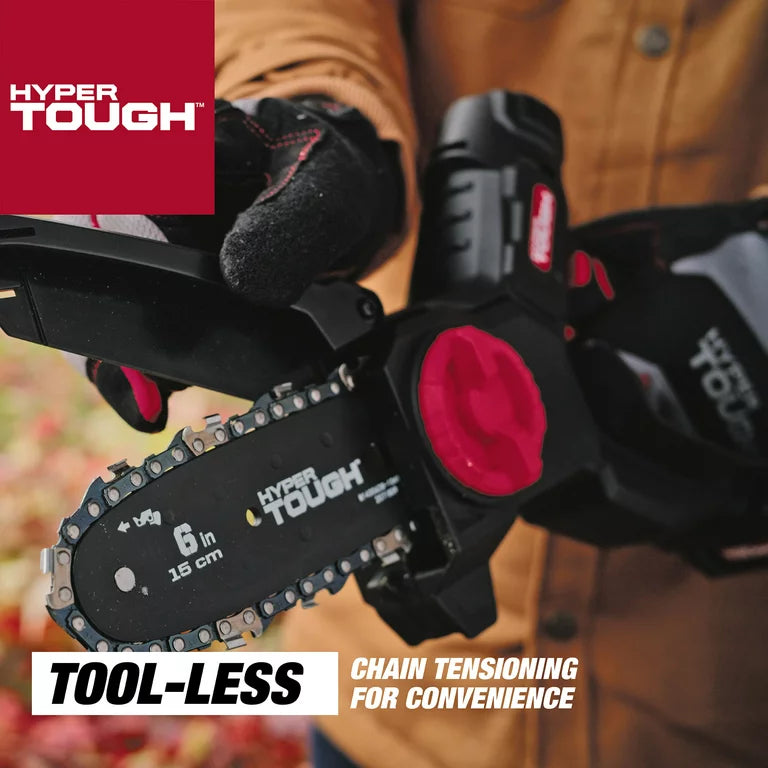 Mini motosierra Hyper Tough de 20 voltios y 6 pulgadas con batería y cargador