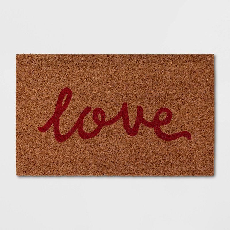Alfombra / tapete de entrada 1'6"x2'6" 'Love' Coir Doormat Red/Natural - Threshold™