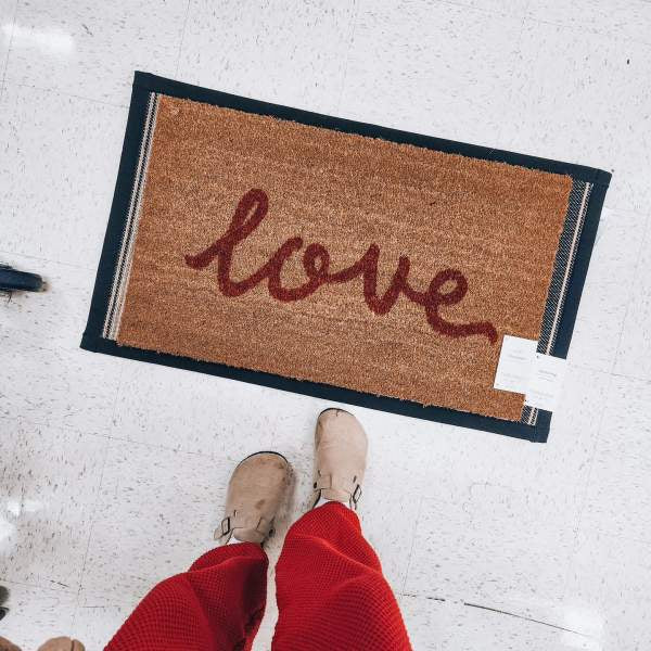 Alfombra / tapete de entrada 1'6"x2'6" 'Love' Coir Doormat Red/Natural - Threshold™