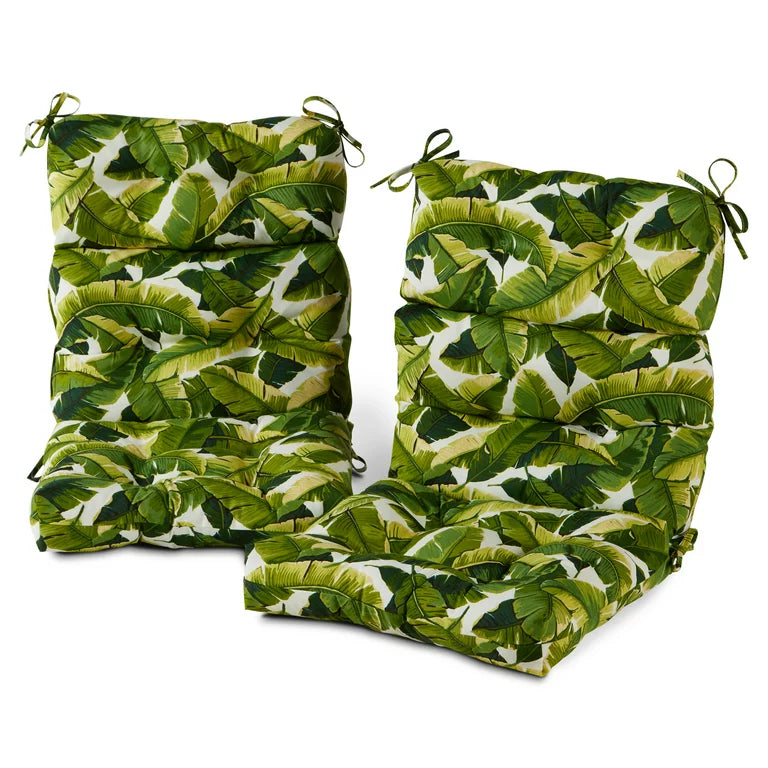 Palm Leaves White 44 x 22 in. Cojín de silla de respaldo alto al aire libre (juego de 2) de Greendale Home Fashion