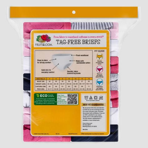 Calzoncillos clásicos de 14 piezas para niñas de Fruit of the Loom - Los colores pueden variar + 1 de BONO talla 12