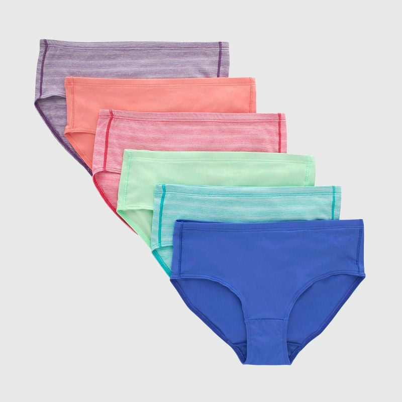 Calzoncillos de microfibra pura de 6 piezas para niñas de Hanes - Los colores pueden variar- talla 12 niña
