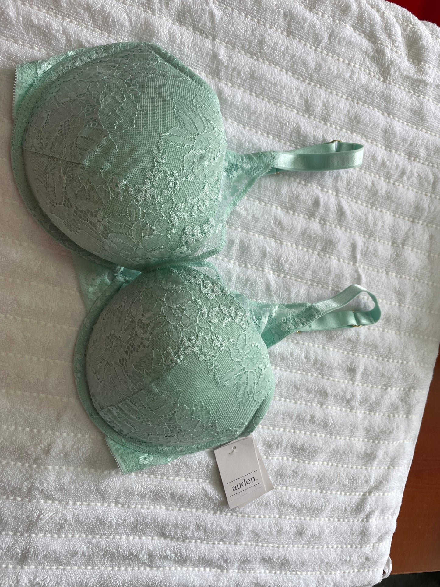Sujetador push-up de encaje para mujer Auden, verde- 38DD
